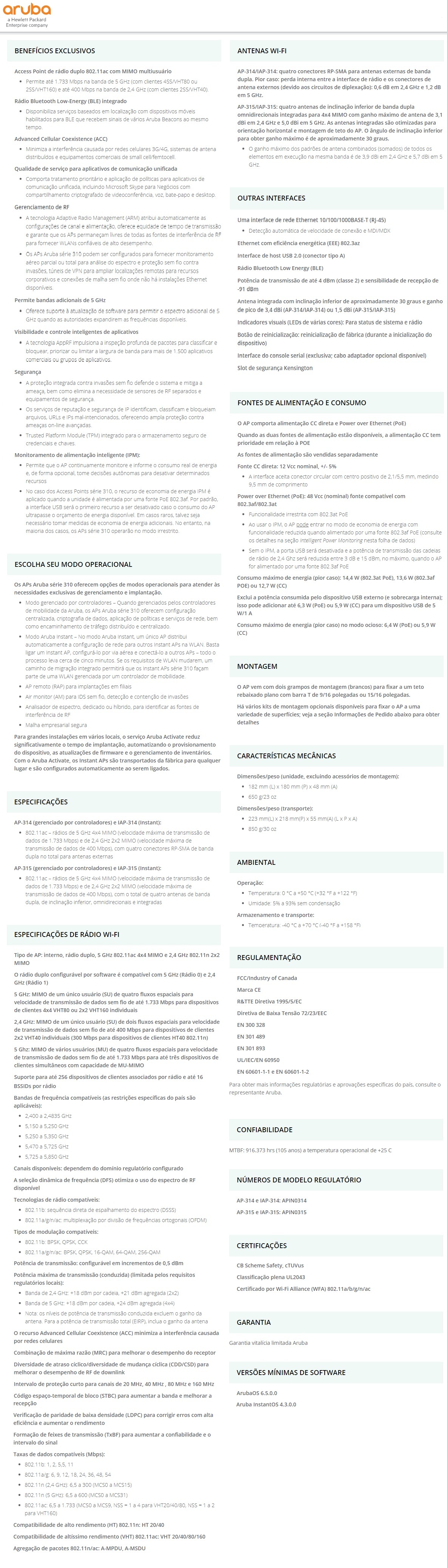 Access Point Aruba linha 300_banner