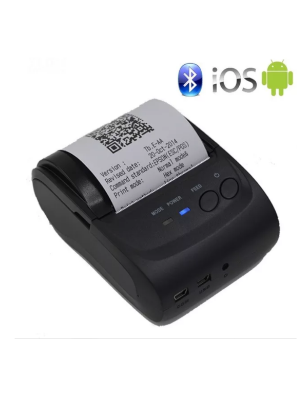 Mini Impressora Térmica Portátil Bluetooth 58mm, Android e IOS