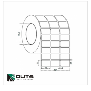 Etiqueta Adesiva Couché 33x21 - 3 Colunas Tubete 1"