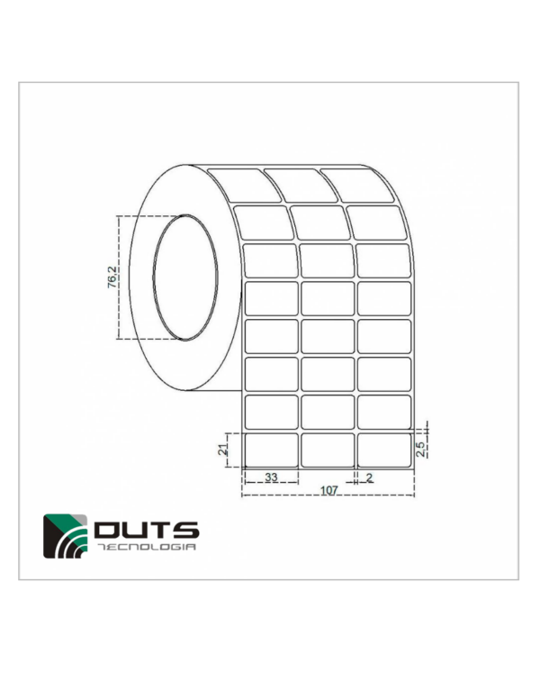 Etiqueta Adesiva Couché 33x21 - 3 Colunas Tubete 1"