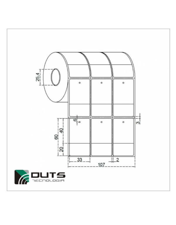 Etiqueta para Roupas Couché Adesivo 33x60 - 3 Colunas