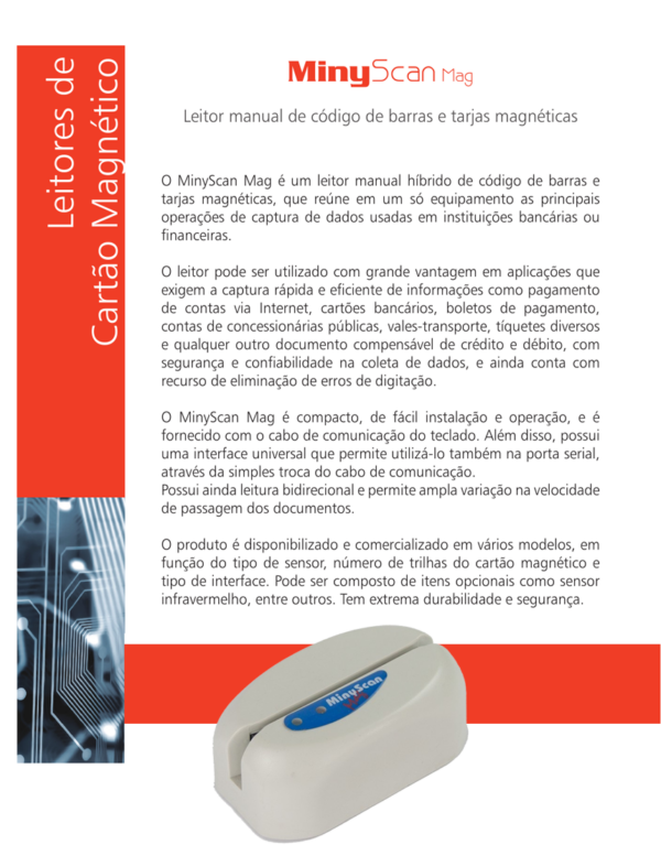 CiS – Leitor Hibrido de código de barras e Tarja magnética Minyscan Mag SBMTEC