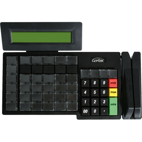 Gertec - Teclado Programável TEC 55 DIS LEC, com Display e Leitor Trilha 2